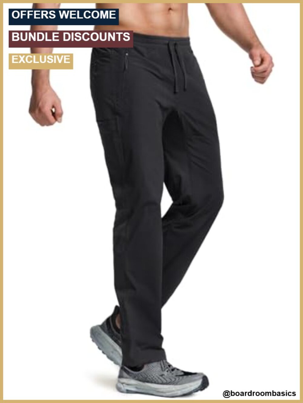 Men's Lightweight Vent Hiking Pants Water-Resistant Breathable Elastic Waist